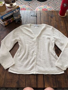 Pendleton Cream Knit V-Neck Button Cardigan